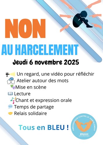 Affiche : # non au harcèlement - Journée Nationale contre le harcèlement